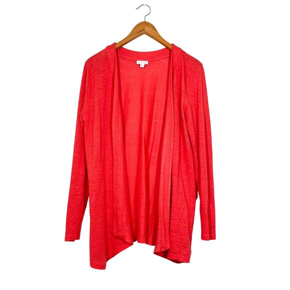 J Jill Love Linen 100% Linen Open Front Lightweight Cardigan Sz M Coral - Picture 1 of 9